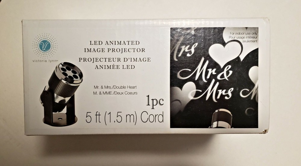 Victoria Lynn LED Animated Image Projector Mr & Mrs Double Heart Wedding Decor