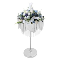 26.77″ Silver Metal FLOWER STAND Round top Centerpiece Party Events Decorations