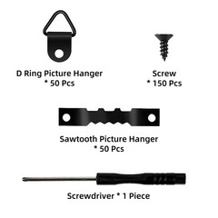 251Pcs Picture Hanging Kit, Include 50 Sawtooth Picture Hangers, 50 D Rings, …