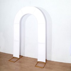 8ft WHITE Fitted Spandex Open Arch Double Sided Backdrop STAND COVER Party Event