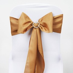 10 Gold Polyester CHAIR SASHES Ties Bows Wedding Party Ceremony Decorations SALE