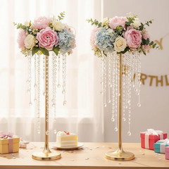 Elegant Gold Crystal Beaded Flower Vases for Weddings & Events Decor