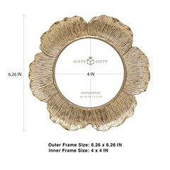 Circular Gold Floral Photo Frame / 4×4 In | For Tabletop Display | Perfect for