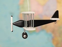 Hanging Airplane, Black White, Nursery Decor, Decorative wooden airplane
