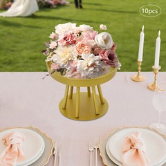 10Pcs Circular Flower Stands 5.91inch Tall Gold Flower Stand for Wedding Decor