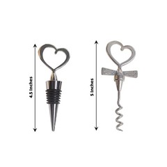 Silver Heart Wine Bottle Stopper Opener Gift Set Wedding Favor Party Events Home