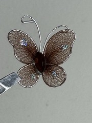 Brown Organza Butterflies 25 Pieces Wire Rhinestones Glitter DIY Wedding Fairy