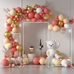 3pcs Rectangular Metal Backdrop Stands Weddings Party White Balloon Frames Decor