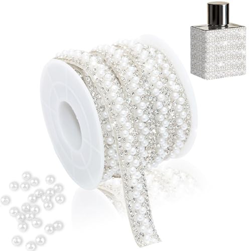 Pearl Rhinestone Ribbon Roll,White Gems Rhinestone Tape Style 01:White Pearls