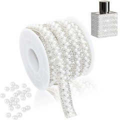 Pearl Rhinestone Ribbon Roll,White Gems Rhinestone Tape Style 01:White Pearls