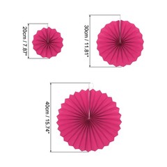 12Pcs Hanging Paper Fans Party Set Decoration for Birthday Wedding Rose Red