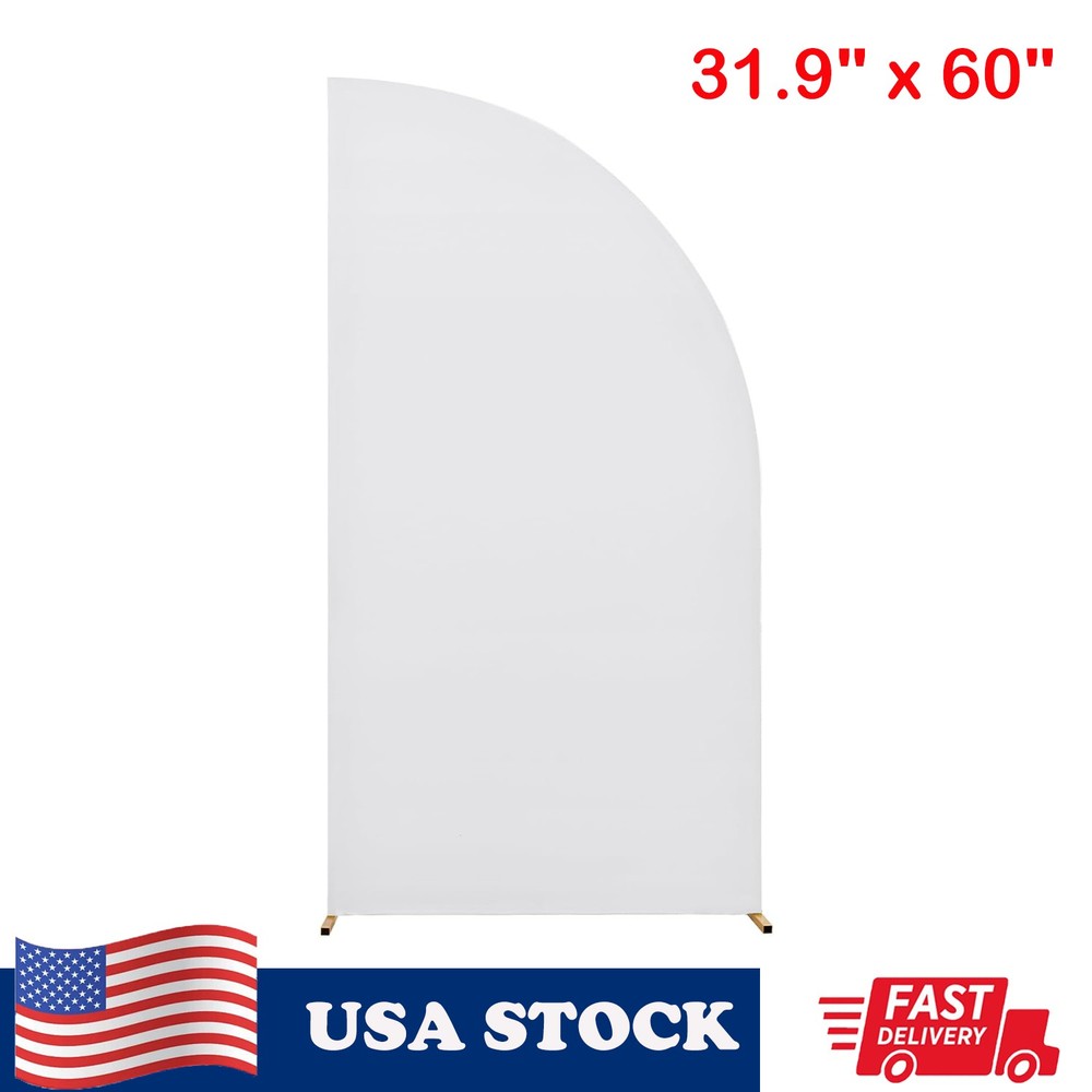 5FT Wedding Arch Cover Backdrop Stands 2-Sided Fabric Half Moon Shape