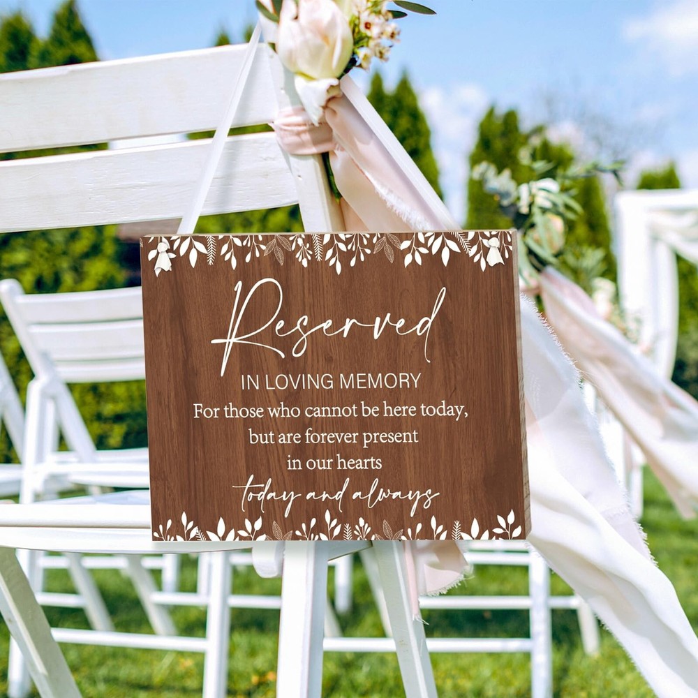 Rustic Wedding Memorial Sign with Ribbon Reserved Signs Wood in Loving Memory…