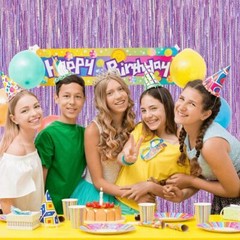 1-4 Photo Backdrop Metallic Foil Fringe Curtain Tinsel Party Birthday Door Decor