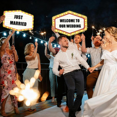 Colorful LED Wedding Bottle Service Signs – 6 Pack Marquee Props