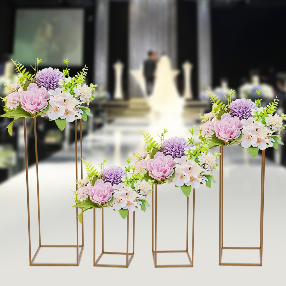Gold Metal Flower Stand Pedestal Centrepiece Wedding Party Decor Plinths Rack