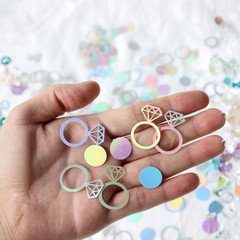150Pc Iridescent Diamond Ring Confetti Wedding Bridal Shower Table Scatter Decor