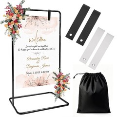 Wedding Welcome Sign Holder Adjustable Metal Floor Easel Stand & Hanging Straps