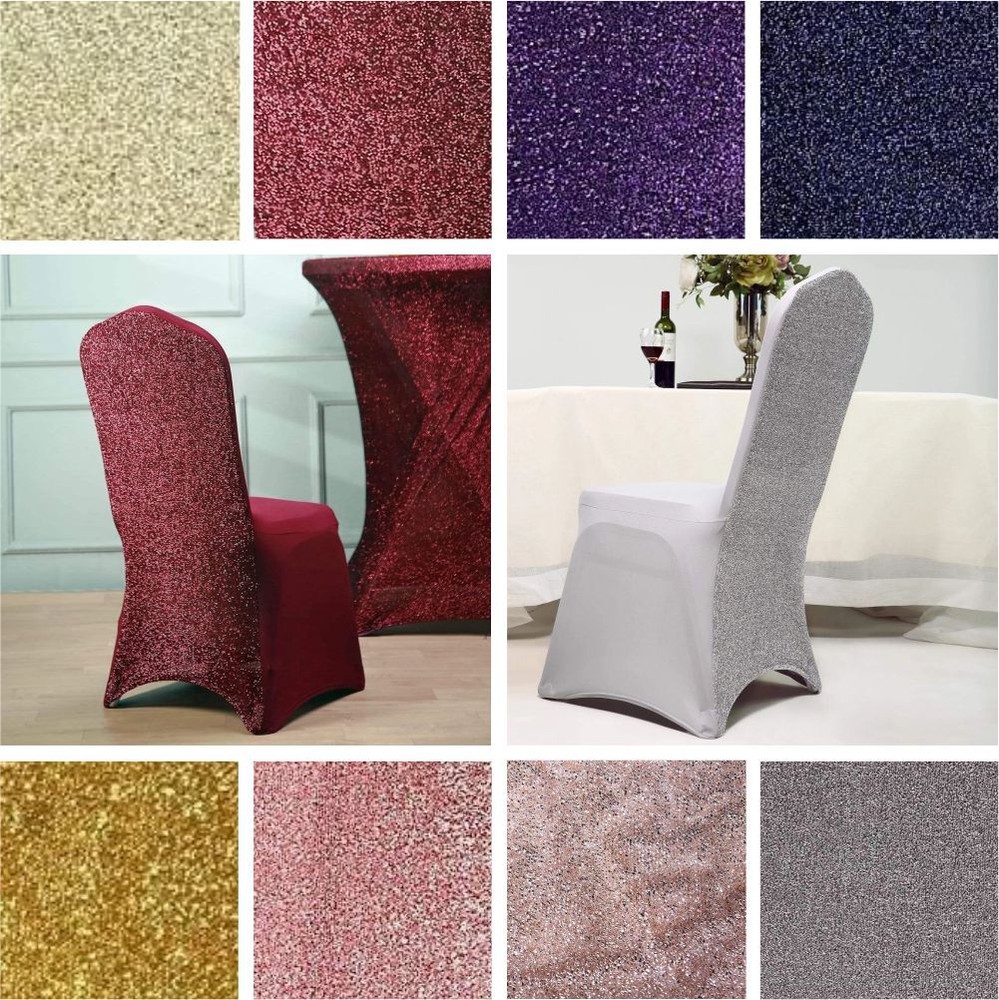 6 pcs Metallic Spandex Elastic Stretchable CHAIR COVERS Wedding Supplies Event