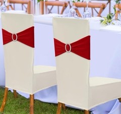 Chair Sashes Bows, 30 Piece Elastic Chair Cover Bands Milk Silk,14.2×5.9in Clip