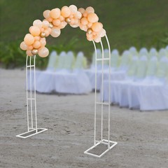 Elegant 8.53ft White Metal Wedding Arch with Sturdy Base for Events