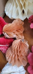 Lot of 10 Vintage Honeycomb Bell Decoration White red various sizes