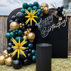 Dark Green and Black Balloon Arch Kit with Explosion Star Balloons, 123pcs Em…