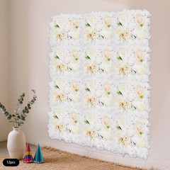 15 In. White Artificial Hydrangea Flower Wall Panels Wedding Photography Backdro