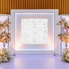 Floral Rose Wall Art White/Pink Artificial Flower Wall Panel Party Backdrop 1*1m