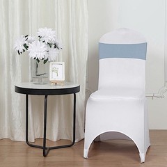 10 Dusty Blue Spandex CHAIR SASHES with Silver Round Buckles Wedding
