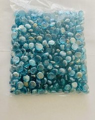 10 Lb Flat Glass Marbles/Pebbles for Vase Filler Etc (Ice Blue 0.65″~900 PCs)