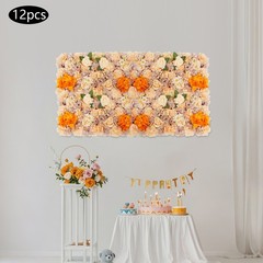 Wall-Mounted 12 Pieces Artificial Flower Wall Panels for Wedding Party Backdrops