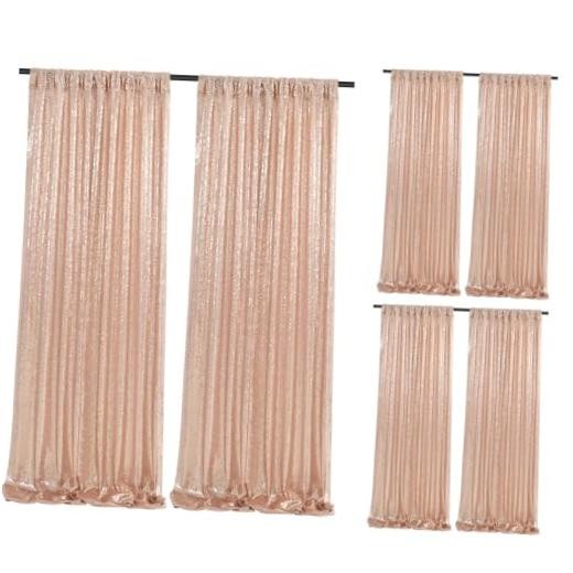 Sequin Backdrop Curtain 6 Pcs 2ftx8ft Wedding Party 6 pcs-2ftx8ft Rose Gold