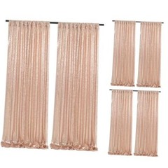 Sequin Backdrop Curtain 6 Pcs 2ftx8ft Wedding Party 6 pcs-2ftx8ft Rose Gold