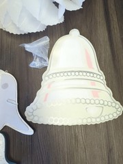 Vintage Lot Of 14 Beistle/Hallmark White/Blue Honeycomb Bells Wedding +4 Diecut