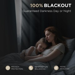 Joydeco Blackout Curtains for Bedroom – 84 Inch Long 100% Light Blocking 2 Pa…