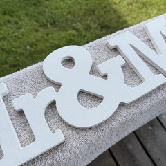 Wooden Mr & Mrs Hanging Wedding Sign White Rustic Twine Bridal Shower Decor