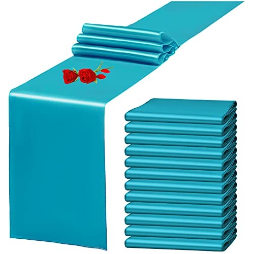 12 Pack Satin Table Runner 12 x 108 Inch Long 12 pack 12″ x 108″ Turquoise