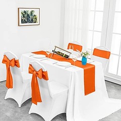 4-Pack Satin Table Runner 12 x 108 Inch Long Bright and 12″x108″ 4PCS Orange