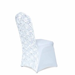 White Satin Rosette SPANDEX Stretchable Banquet CHAIR COVER Wedding