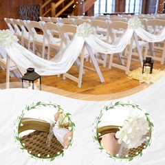 34 Pcs Church Pew Wedding Decorations White Fabric Tulle Silk Hydrangea Pew C…