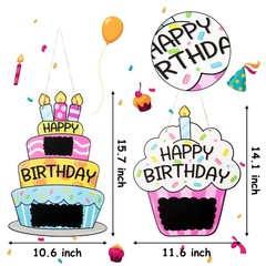 L1rabe Happy Birthday Wooden Door Decor 2Pcs Colorful Happy Birthday Personal…