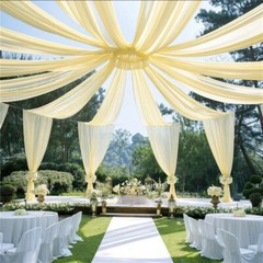 White Wedding Dress Ceiling Drapes Roof Canopy Decor Drap Fabric Chiffon Curtain