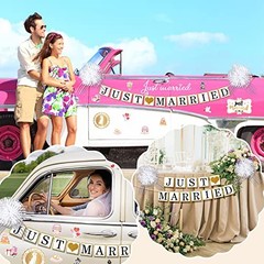 18 Pcs Just Married Wedding Car Decorations for Honeymoon Wedding | 12 Just
