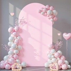 6 ft Arch Backdrop Cover – Double-Sided Spandex Arch Covers Stretchy 6FT Pink
