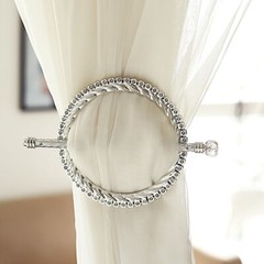 SILVER 2 Plastic 6″ Braided Design CURTAIN TIE Backs Acrylic Crystals Party