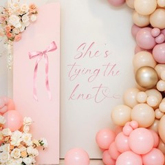 She’s Tying The Knot Decal – Bachelorette Pink Bow Sign Decor Decal, Bridal S…