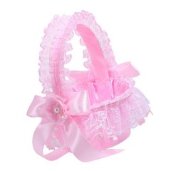 Ribbon Bowknot Flower Girl Basket for Wedding Floral Arrangement Anniversary