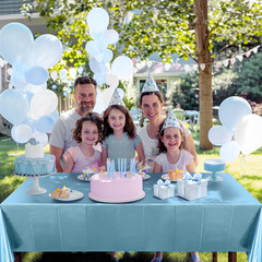 2Pcs Light Blue Foil Metallic Tablecloth Shiny Party Table Cloth 54″ X 72″ Dispo