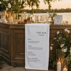 Custom Cocktail Menu Banner Wedding Bar Fabric Table Runner